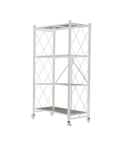 Ραφιέρα μεταλλική Nextdeco αναδιπλούμενη με ρόδες λευκή Υ126x72x36εκ.