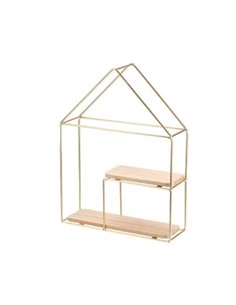 Ράφι επιτοίχιο Nextdeco minimal διπλό χρυσό Υ32,5x24,5x8εκ.