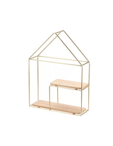 Ράφι επιτοίχιο Nextdeco minimal διπλό χρυσό Υ32,5x24,5x8εκ.