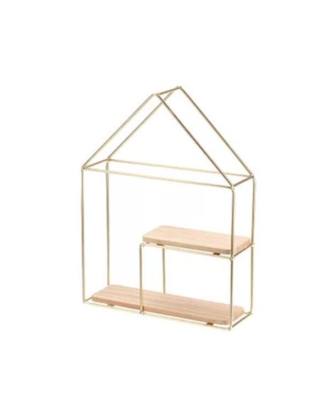 Ράφι επιτοίχιο Nextdeco minimal διπλό χρυσό Υ32,5x24,5x8εκ.