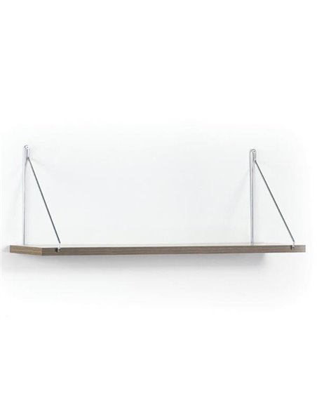 Ράφι τοίχου AGILAN μελαμίνης καρυδί χρωμίου 72x20xΥ27 εκ.