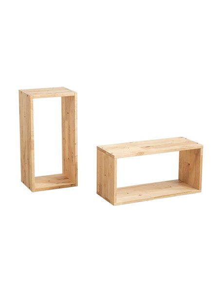 Ορθογώνια ράφια Nextdeco Natural μασίφ ξύλο σετ 2 τεμαχίων 60x30x24εκ.