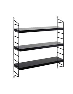 Ραφιέρα επιτοίχια μεταλλική Nextdeco 3 ραφιών μαύρη Υ50x60x15εκ.