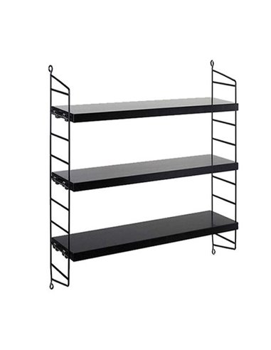 Ραφιέρα επιτοίχια μεταλλική Nextdeco 3 ραφιών μαύρη Υ50x60x15εκ.