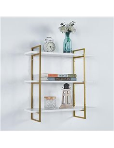 Ραφιέρα επιτοίχια με 3 ράφια χρυσή 60x18xY60εκ.