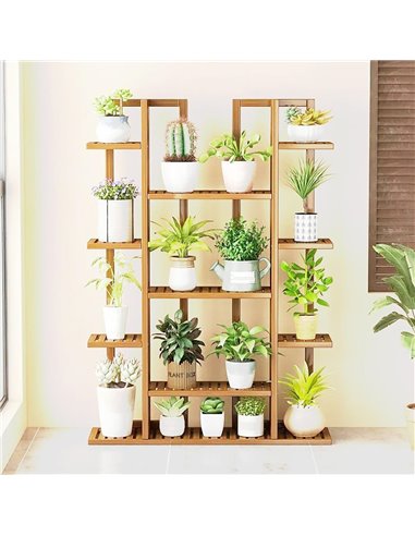 Ανθοστήλη ξύλινη μπαμπού Nextdeco με 7 επίπεδα Υ142x91x20εκ.