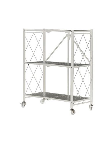 Ραφιέρα μεταλλική Nextdeco αναδιπλούμενη με ρόδες λευκή Υ87x72x36εκ.