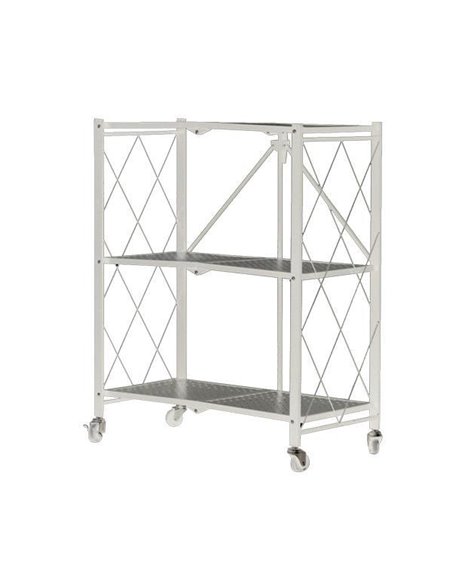 Ραφιέρα μεταλλική Nextdeco αναδιπλούμενη με ρόδες λευκή Υ87x72x36εκ.