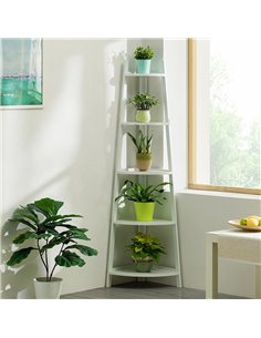 Ανθοστήλη 5 ραφιών Nextdeco μπαμπού λευκή Υ147x50x34εκ