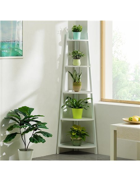 Ανθοστήλη 5 ραφιών Nextdeco μπαμπού λευκή Υ147x50x34εκ