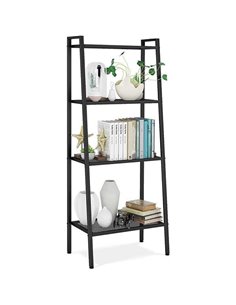 Ραφιέρα βιβλιοθήκη Nextdeco 4 επίπεδων μαύρη Υ147x60x35εκ.