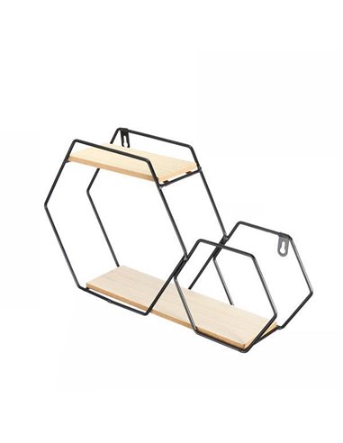 Ράφι επιτοίχιο Nextdeco minimal εξάγωνο μαύρο Υ25x25x12εκ.