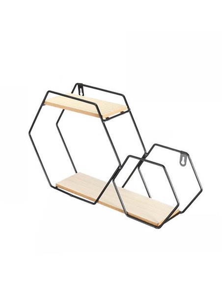 Ράφι επιτοίχιο Nextdeco minimal εξάγωνο μαύρο Υ25x25x12εκ.