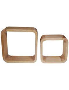 Ράφια τοίχου-κύβοι σετ 2 τεμ. από ξύλο μασίφ (Υ32,5x32x12εκ. - Υ25x25x12εκ.)