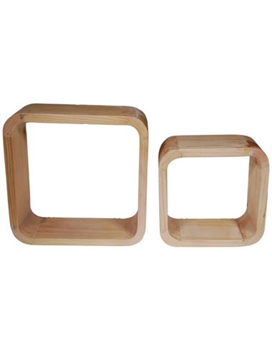 Ράφια τοίχου-κύβοι σετ 2 τεμ. από ξύλο μασίφ (Υ32,5x32x12εκ. - Υ25x25x12εκ.)