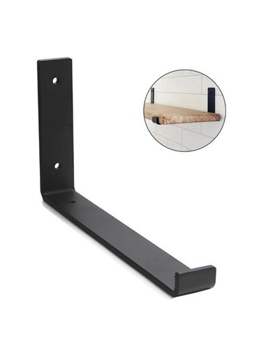 Γωνίες στήριξης ραφιού μεταλλικές μαύρες Υ11x3x25εκ. σετ 2τμχ
