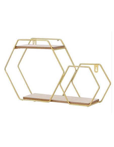 Ράφι επιτοίχιο Nextdeco minimal εξάγωνο χρυσό Υ25x25x12εκ.