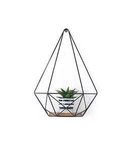 Επιτοίχιο μεταλλικό ράφι-καλάθι σε μαύρο χρώμα 23x20xY44εκ.