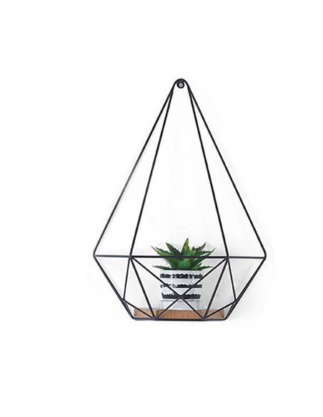 Επιτοίχιο μεταλλικό ράφι-καλάθι σε μαύρο χρώμα 23x20xY44εκ.