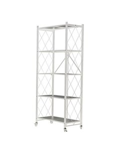 Ραφιέρα μεταλλική Nextdeco αναδιπλούμενη με ρόδες λευκή Υ162x72x36εκ.