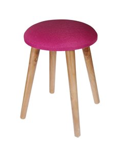 Σκαμπό υφασμάτινο Nextdeco φουξ με ξύλινα πόδια Υ37x35Ø εκ.