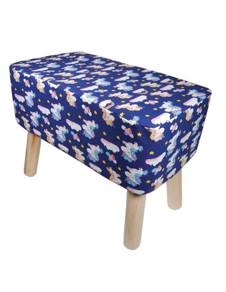 Σκαμπό υφασμάτινο Nextdeco unicorn με ξύλινα πόδια Υ37x50x27εκ.