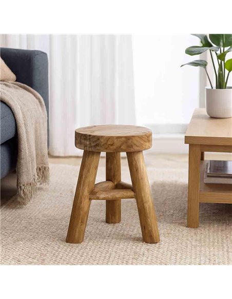 Σκαμπό στρογγυλο Nextdeco Tribeca ανακυκλωμένο ξύλο teak Υ40xØ27εκ.