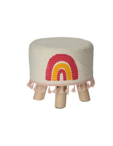 Σκαμπό παιδικό ξύλινο "Ουράνιο Τόξο" Ø28x25εκ.