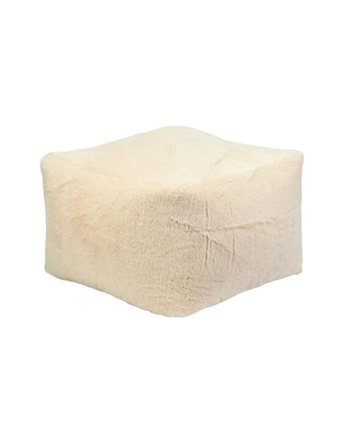 Πουφ γούνινη υφή εκρού Y30x40x40εκ.