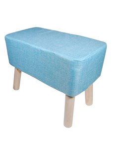 Σκαμπό υφασμάτινο Nextdeco γαλάζιο με ξύλινα πόδια Υ37x50x27εκ.