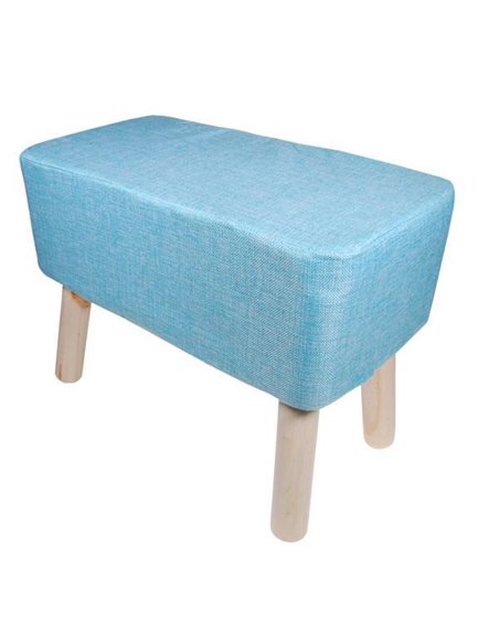 Σκαμπό υφασμάτινο Nextdeco γαλάζιο με ξύλινα πόδια Υ37x50x27εκ.