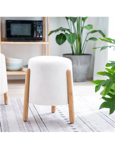 Σκαμπό Nextdeco Natural λευκό Υ46,5x38x37,5εκ.