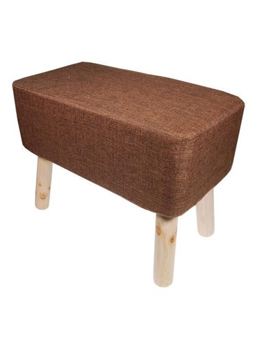 Σκαμπό υφασμάτινο Nextdeco καφέ με ξύλινα πόδια Υ37x35Ø εκ.