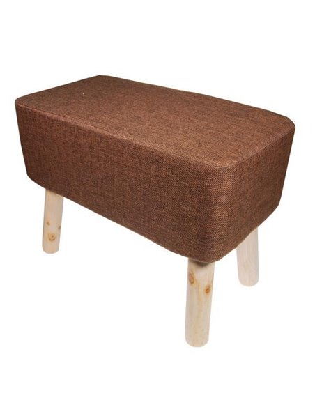 Σκαμπό υφασμάτινο Nextdeco καφέ με ξύλινα πόδια Υ37x35Ø εκ.