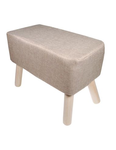 Σκαμπό υφασμάτινο Nextdeco μπεζ με ξύλινα πόδια Υ37x35Ø εκ.