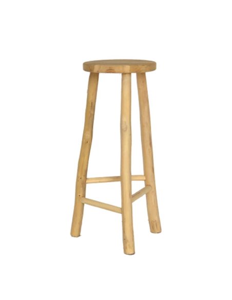 Σκαμπό μπαρ Nextdeco Kiana ξύλο teak Υ76x∅31εκ