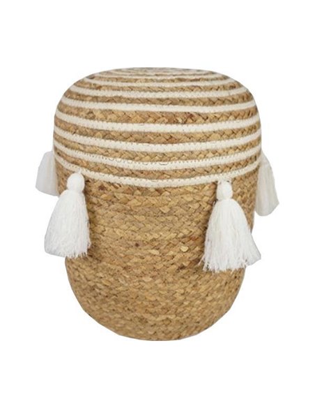 Σκαμπό boho Nextdeco με αποθηκευτικό χώρο rattan Ø40xΥ43εκ.