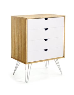 Συρταριέρα καφέ με 4 λευκά συρτάρια Y80x60x40εκ. βάθος