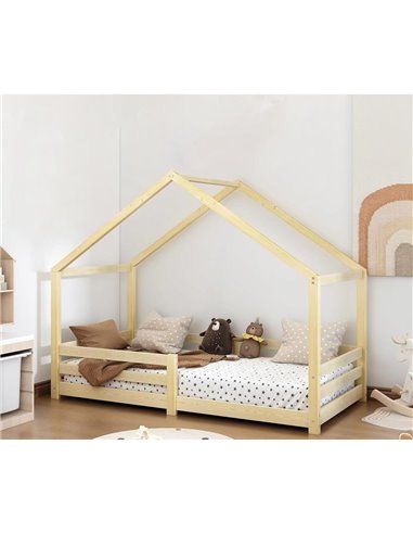 Κρεβάτι σπιτάκι Nextdeco σε φυσικό χρώμα (για στρώμα 90x190εκ.) Υ140x195x98εκ.