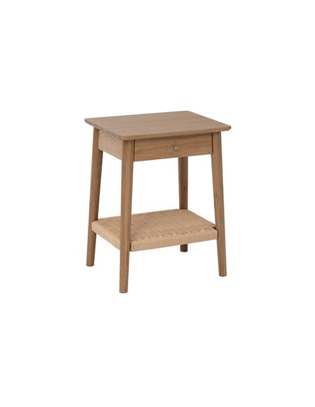 Κομοδίνο Nextdeco από μασίφ ξύλο δρυός και σχοινί Υ65x50x44εκ.