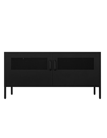 Έπιπλο τηλεόρασης μεταλλικό Nextdeco με ανοιγόμενες πόρτες μαύρο Υ60x118x40εκ.
