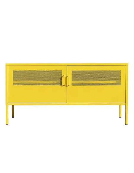 Έπιπλο τηλεόρασης μεταλλικό Nextdeco με ανοιγόμενες πόρτες κίτρινο Υ60x118x40εκ.