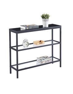 Κονσόλα μεταλλική Nextdeco γυάλινη επιφάνεια Υ76x91,5x25,5εκ.