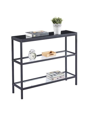 Κονσόλα μεταλλική Nextdeco γυάλινη επιφάνεια Υ76x91,5x25,5εκ.