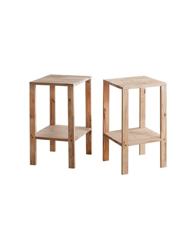 Έπιπλο πολλαπλών χρήσεων Nextdeco Natural μασίφ ξύλο 2 τεμάχια Υ60x35x35εκ.