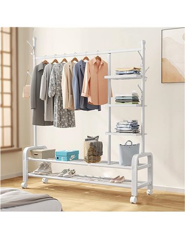 Κρεμάστρα ράγα οργάνωσης ρούχων Nextdeco λευκή Υ165x37x150εκ.