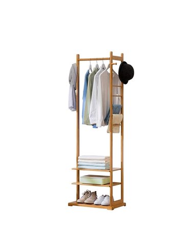 Κρεμάστρα ράγα οργάνωσης ρούχων μπαμπού Υ176x58x35εκ.