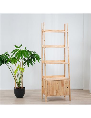 Ραφιέρα με ντουλάπι Nextdeco Natural μασίφ ξύλο Y180x60x38εκ.