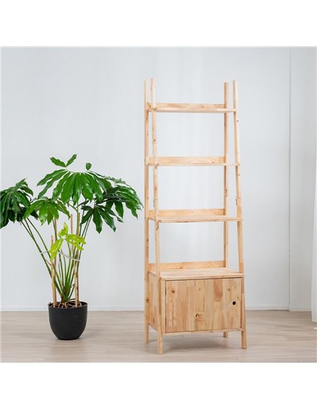 Ραφιέρα με ντουλάπι Nextdeco Natural μασίφ ξύλο Y180x60x38εκ.