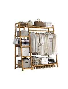 Κρεμάστρα ράγα οργάνωσης ρούχων Nextdeco ξύλινη μπαμπού Υ140x40x130εκ.